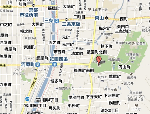 八坂神社とその周辺の地図